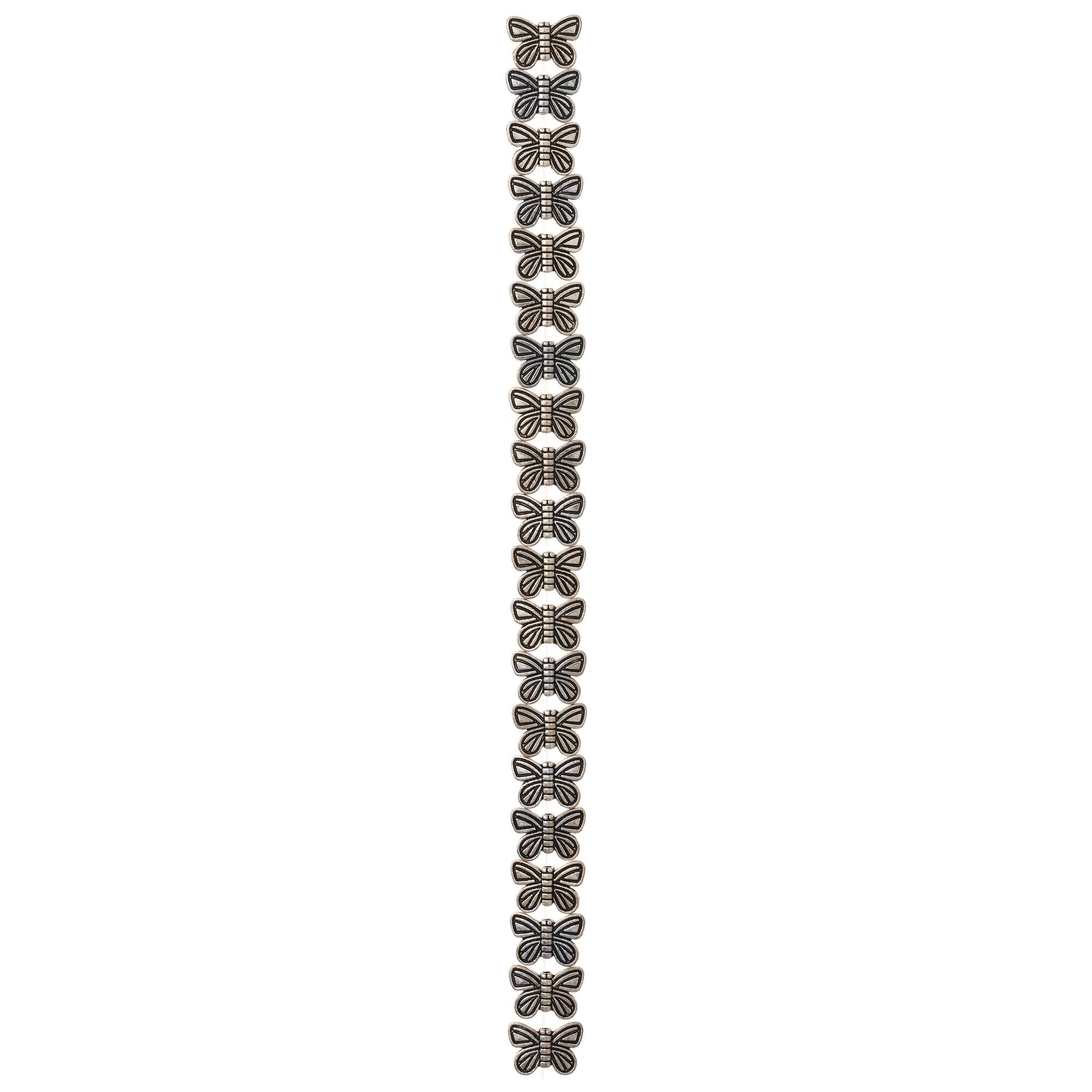 Silver Plated Metal Butterfly Beads, 14mm by Bead Landing™